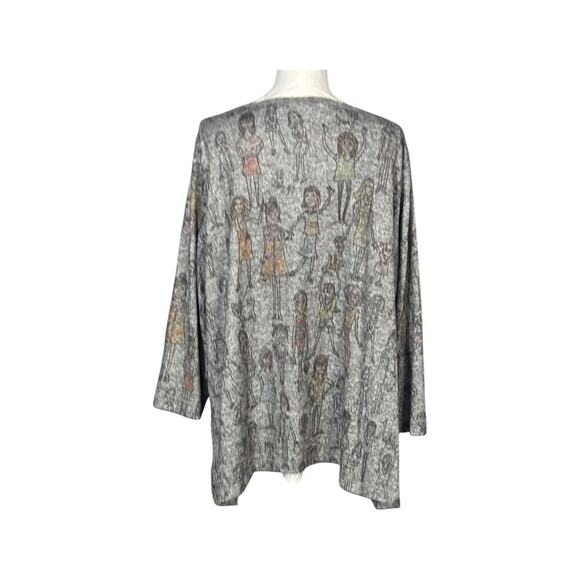 Ali Miles Knit Tunic Size 2X Pockets Gray Long Sleeve Lagenlook Artsy Comfy - Picture 2 of 8